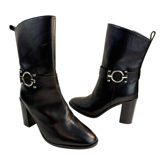 Napoleoni Made In Italy Genuine Leather Heels Boots With Hardware Ankle Size:9.5 - Picture 7 of 16